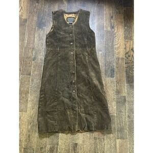 Brandon‎ Thomas Brown Suede Leather Dress Size small Sleeveless Button front